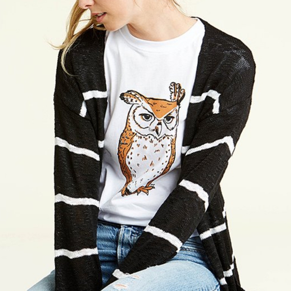 White Owl Boyfriend Shortsleeve T-Shirt - Picture 3 of 5